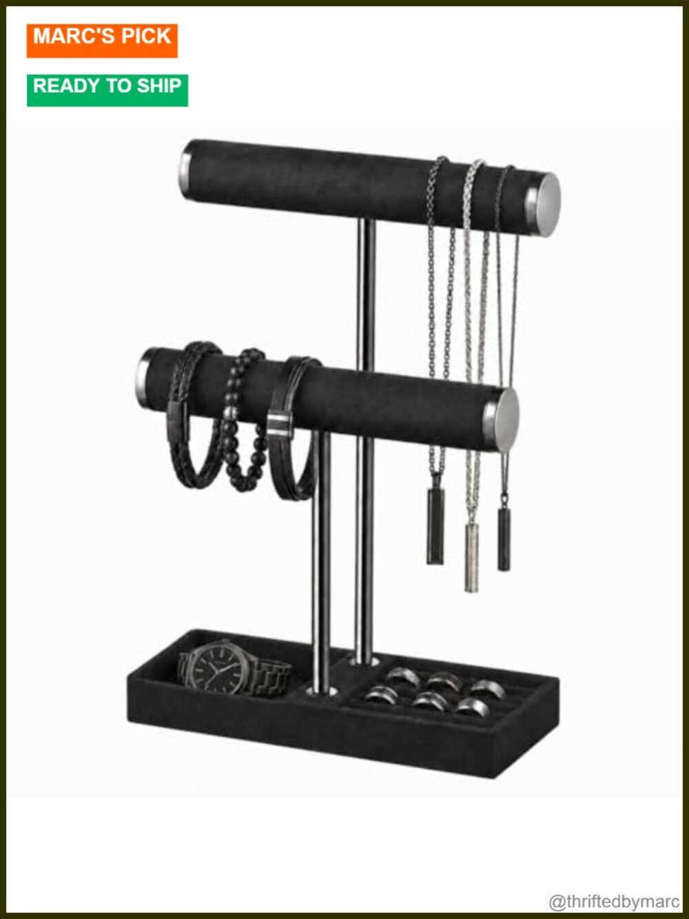 A-Grade Velvet 2 Tier Bracelet Holder Necklace Organizer Display Stand